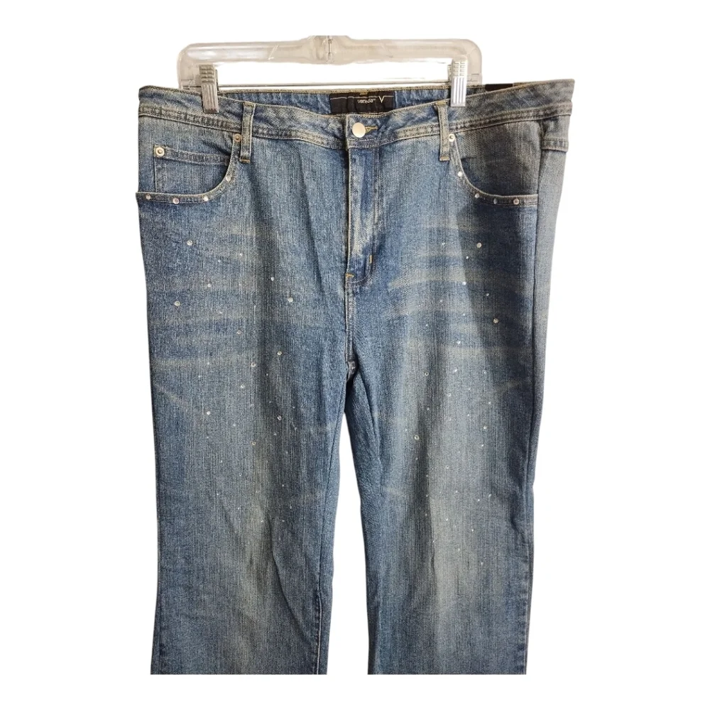 Venzia Plus Size Stretch Bootcut Blingy Front Preppy Boho Festival Jean 20‎